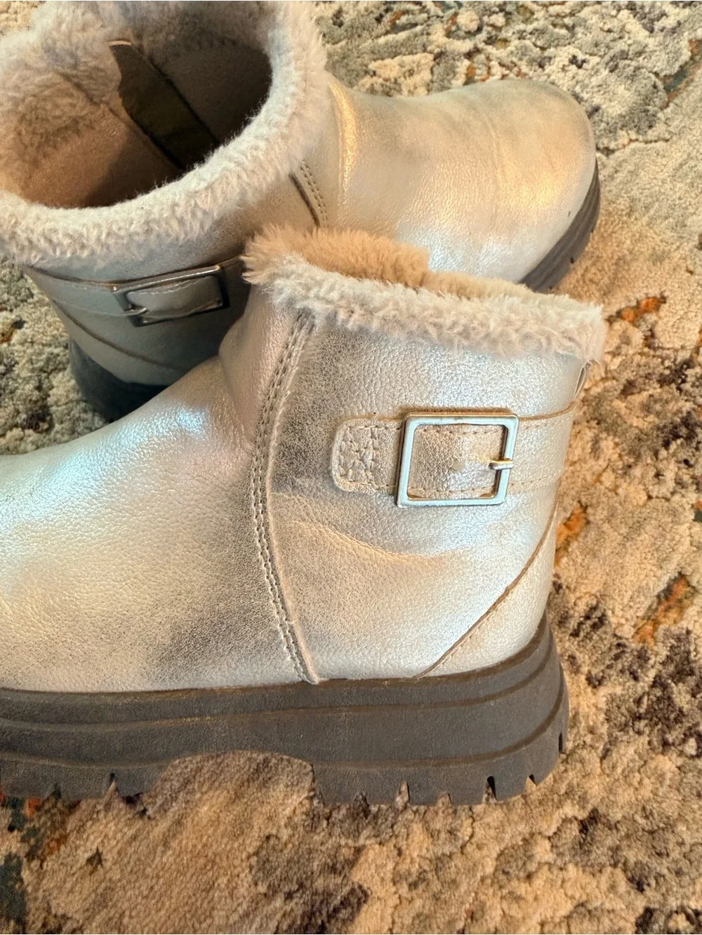 Girls Silver Ankle Boots Size 13
